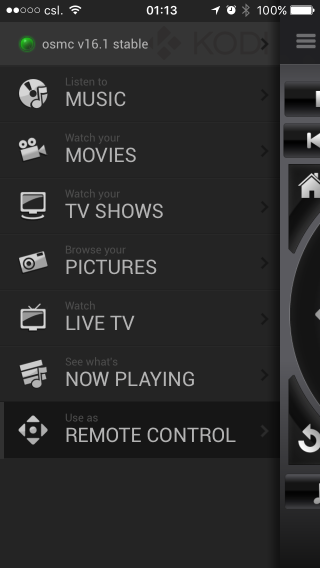 Official Kodi Remote 一樣有齊各種播放分類選擇。