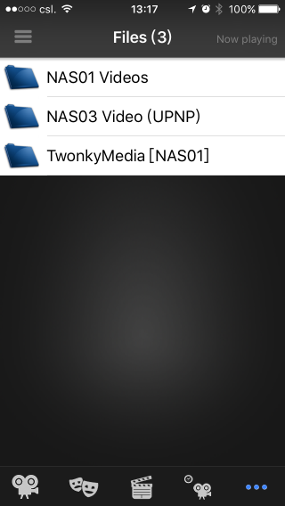 可以在手機上選擇已掛載在 RPi 上的網絡儲存空間裡的影片。
