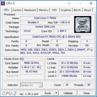 Core i9-7900X 可超頻至 4.9GHz。