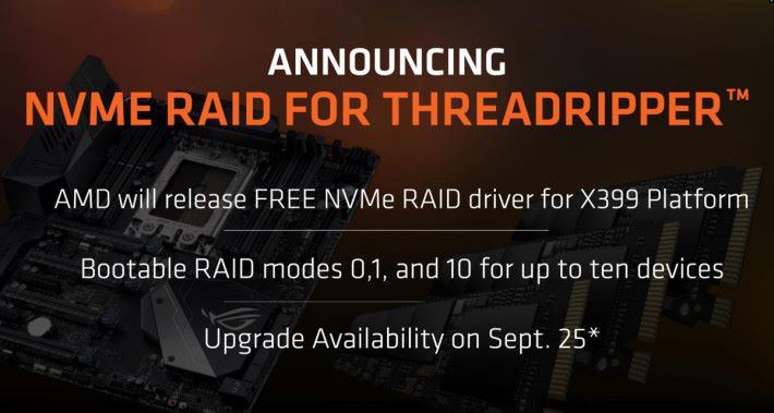 X399 平台將支援 NVMe Raid。