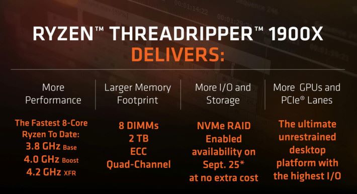 Threadripper 1900X 的詳細規格。