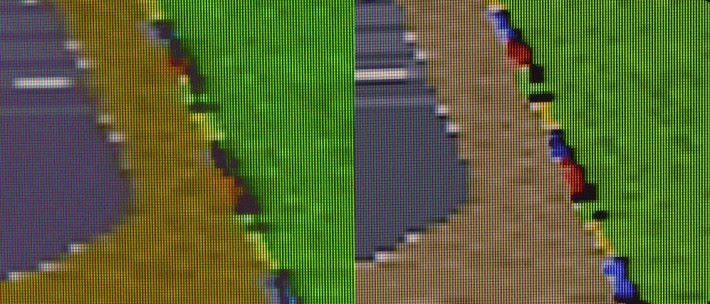 RGB21 （右）畫質明顯較 Composite （左）好得多