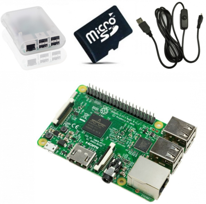 Raspberry Pi Model B Starter Kit 套裝，包括電線與儲存系統的記憶卡，售價約 600 港元左右，比傳統 DIY 電腦便宜得多。