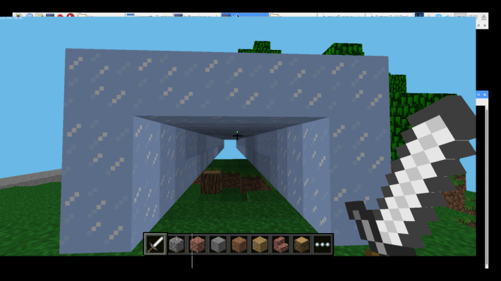 Minecraft 裡完成的隧道。