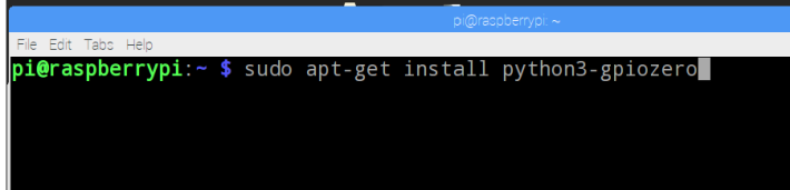 於 Terminal 安裝 gpiozero 的 Python 模組。