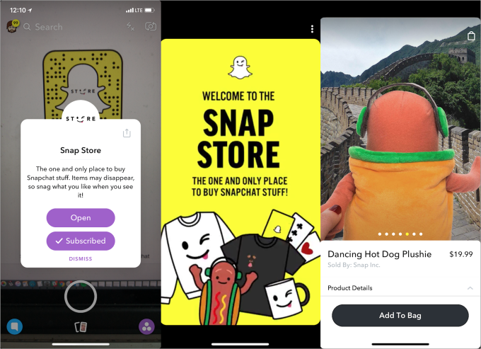 Snapchat 推出 Snap Store，售賣各款濾鏡相關的產品。