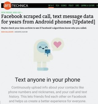Ars Technica 報道指 Facebook 未經授權在 Andorid 裝置上收集通話和 SMS 紀錄