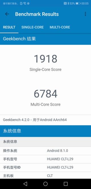 Geekbench 4 Single-Core 與 Multi-Core 測試成績。