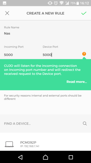 4. CUJO Firewall 設有 Port Forwarding 功能，使用 NAS 及 IP Cam 的用戶亦毋需擔心。