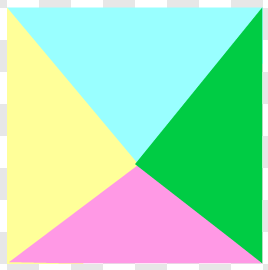 Step 4 ：再按下「 Reshape 」圖標，將長方形改變為不規則三角形，四個不規則三角形的頂點均為同一點。