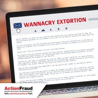 Action Fraud 發放有關恐嚇電郵的截圖，電郵指收信人的裝置已中毒，要求繳付贖金。（來源： Action Fraud）