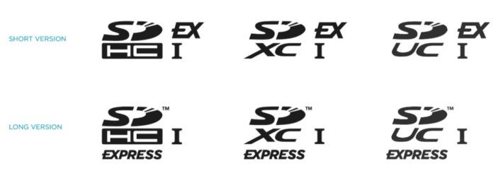 各款 SD Experss 卡的標誌