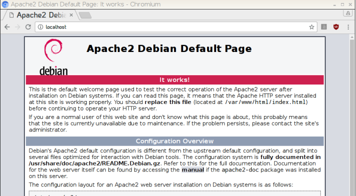 當你看到這個預設的網頁，即表示剛才安裝的 Apache 網頁伺服器已經成功運作。