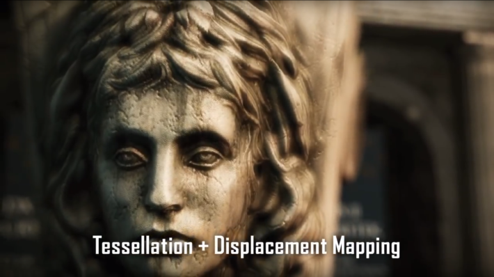 《Crysis 2》運用當時全新的 Tessellation 與 Displacement Mapping 技術，把複雜的雕像於遊戲內呈現，使到不少玩家感到震撼。