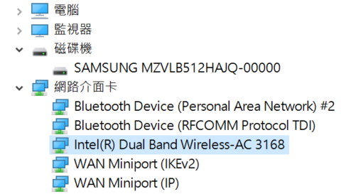 採用 Intel Dual Band Wireless-AC 3168 Wi-Fi 晶片和 Samsung PM981 PCIe x4 SSD（MZVLB512HAJQ）。