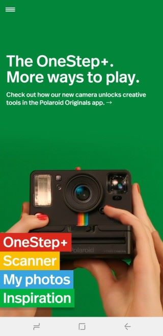《Polaroid Originals》App 主介面，十分簡潔。