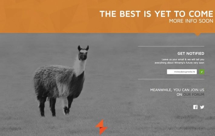 在 Winamp 的官方網站，貼出了「 The Best is yet to come 」的公告。