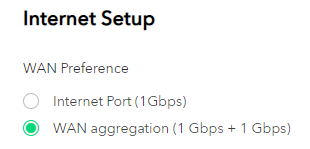 WAN 埠和第 1 個 LAN 埠可合起來行 Link Aggregation。