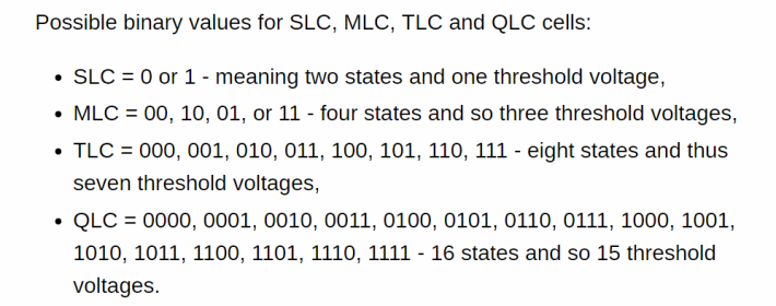 QLC 就要準確辨別 0000 至 1111 等 16 種狀態。Source：The Register UK