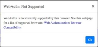 如果用戶所用的瀏覽器不支援 WebAuthn ，網站是可以檢測得到，並作出相應處理的，例如彈出警告字句。