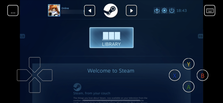 主畫面，使用虛擬手掣的十字掣在控制項之間移動，選擇 Library 就會列出已購入的遊戲。