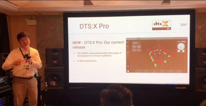 ．今次示範的 DTS:X Pro 雖仍是 Beta 版本，但32聲道已相當具震撼性。