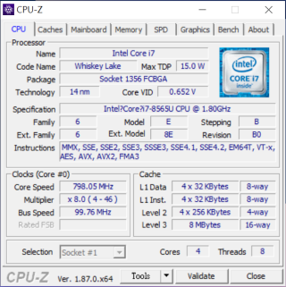 採用最新一代 Whiskey Lake「U」系列 CPU。