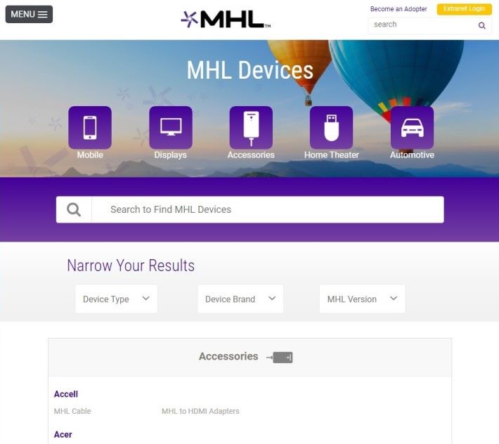 於 MHL 官網可查看支援的設備。