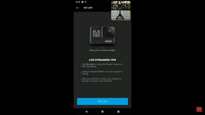 GoPro Hero 7 Black 型號透過《 GoPro 》 App 的「 Go Live 」就可無線接連手機作直播。