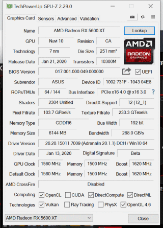 舊版 BIOS 在超頻模式下最高為 1620MHz GPU 及12Gbps GDDR6。