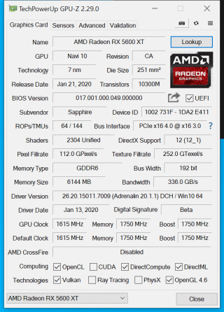 新版 BIOS 在超頻模式下可達 1750MHz GPU 及 14Gbps GDDR6，相當於 RX 5700 公版的水平。