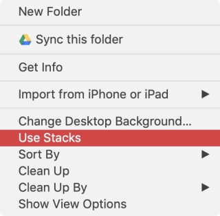 Use Stacks 可以自動整理桌面檔案和資料夾