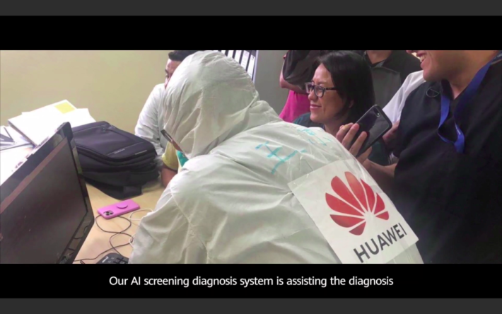 通過中國公司藍網科技，在厄以多爾醫院，利用華為雲的人工智能，診斷肺部掃瞄圖像。