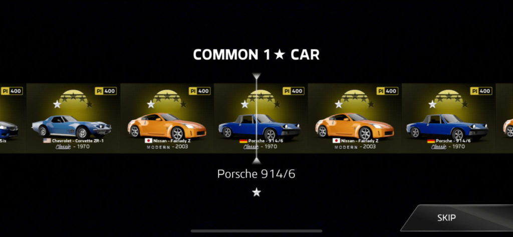 以隨機形式為玩家送上新座駕，當中分有不同等級的車型。