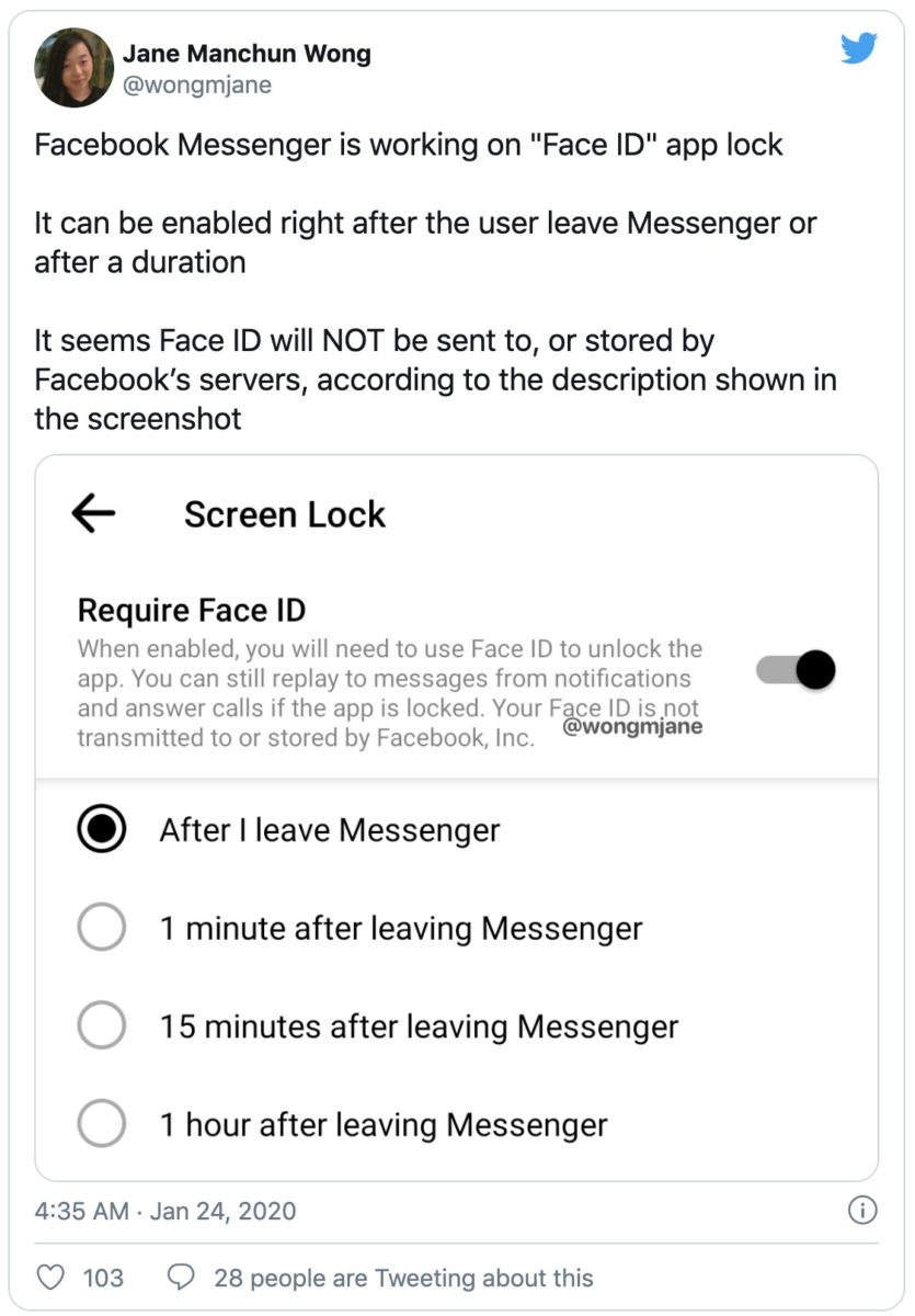本地著名的社交平台爆料人 Jane Manchun Wong 早在今年 1 月就披露 Facebook 正進行當時稱為螢幕鎖定功能的測試。