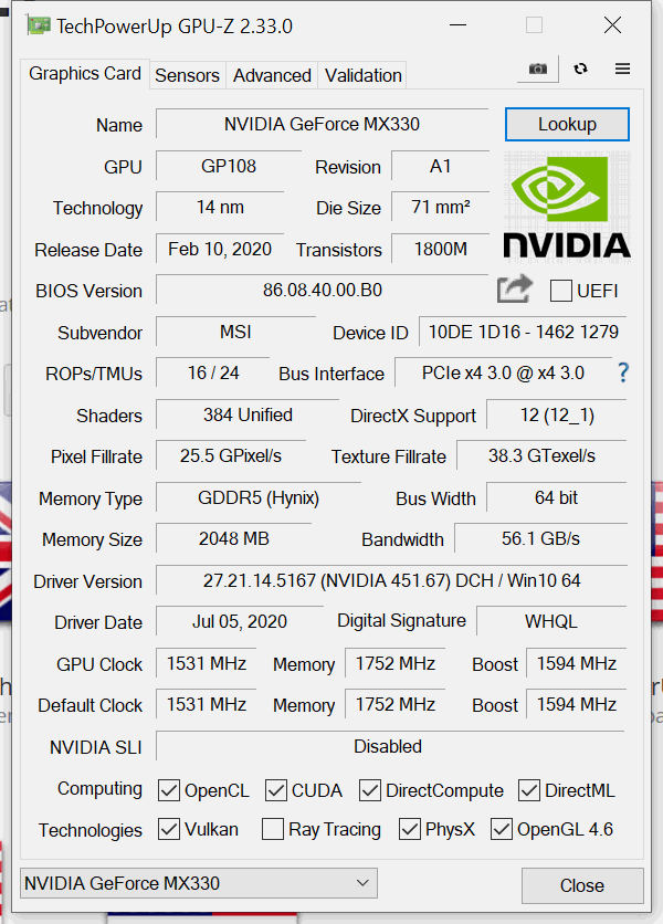 是次測試雖屬 NVIDIA 次一級的 MX330 （最高級為 MX350 ），但也有  384 個 CUDA Cores ，有力挑戰內置 AMD Radeon Graphics 的 512 個  Unified Shaders 。