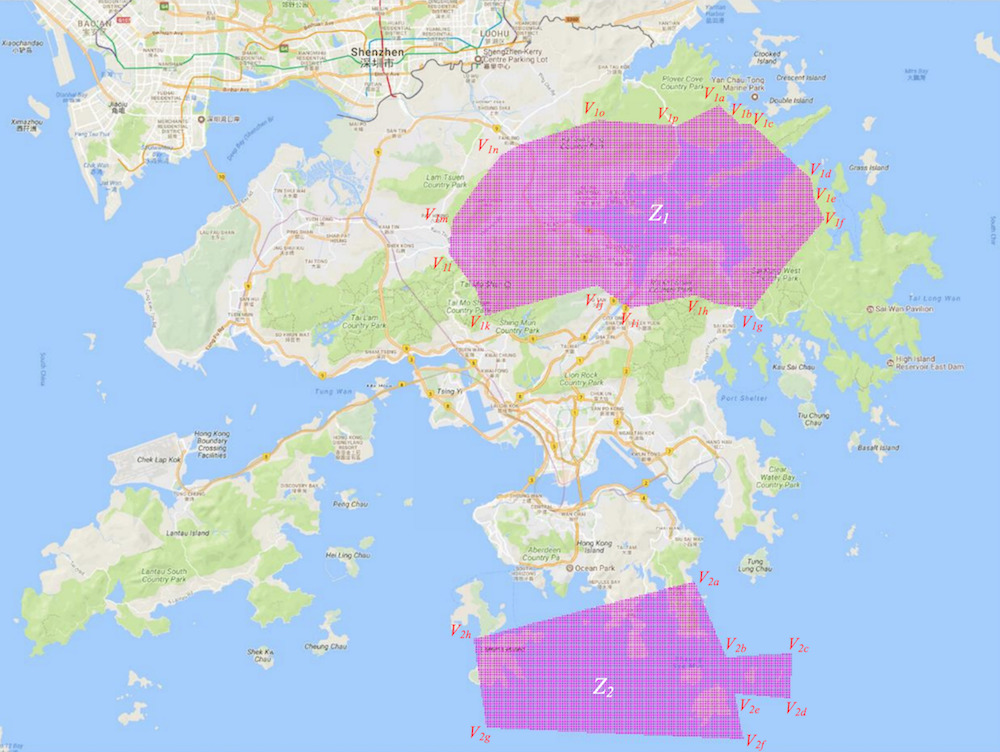 香港 5G 限制區地圖。