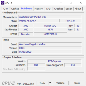 CPU-Z 會錯誤地把 A520誤認作 X570