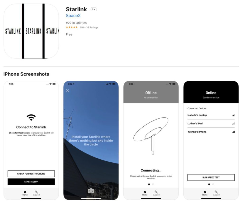 Starlink 同時推出手機程式讓用戶控制衛星接收。
