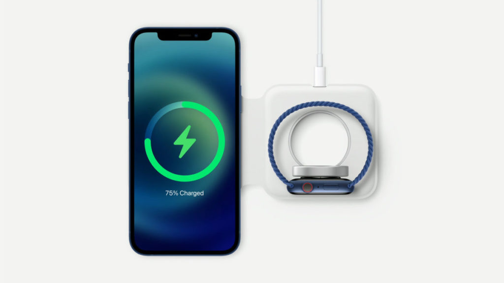 MagSafe Due 充電器可以同時替 iPhone 和 Apple Watch 充電，並可以摺疊起來方便攜帶。