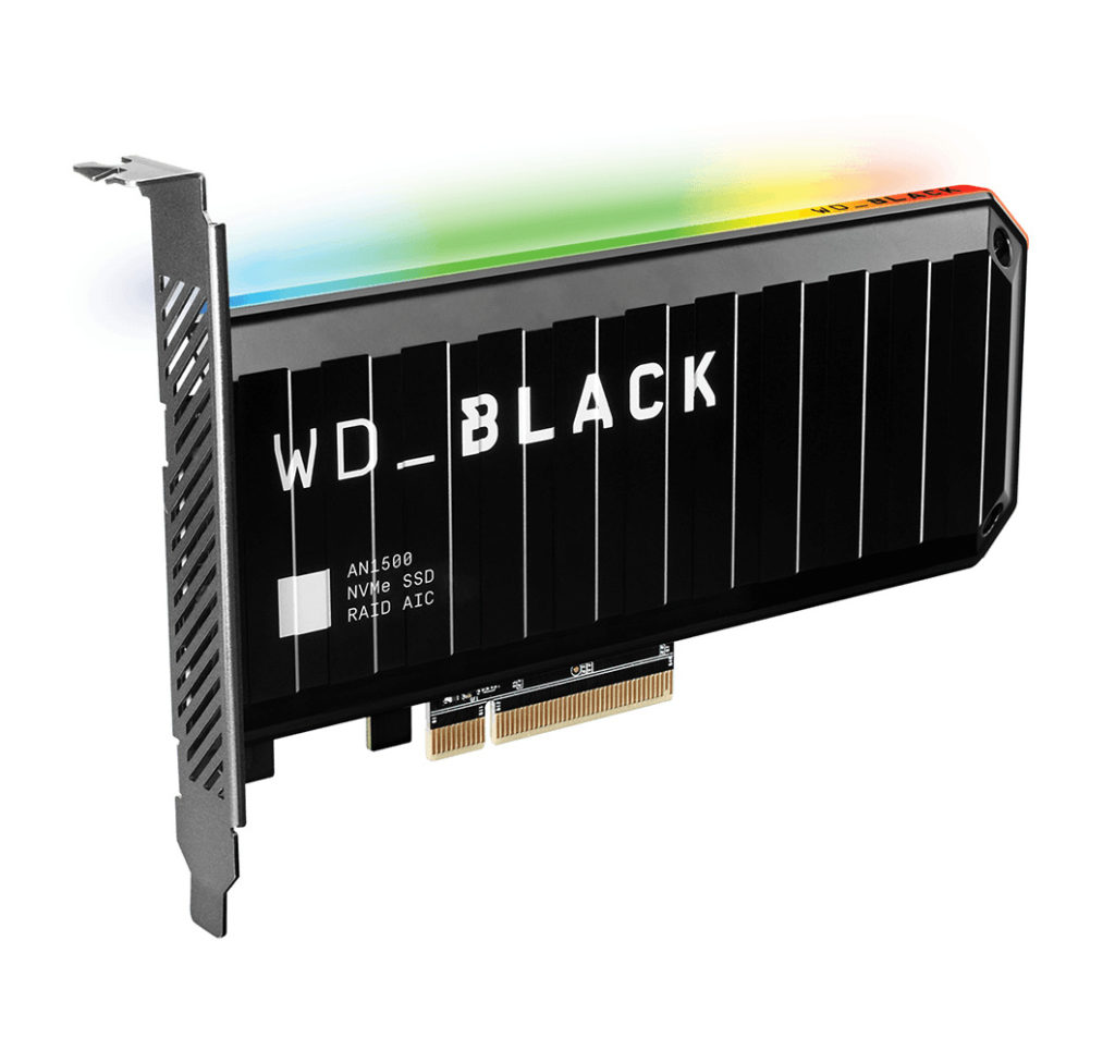 WD_BLACK AN1500 NVMe 擴展卡型 SSD 。