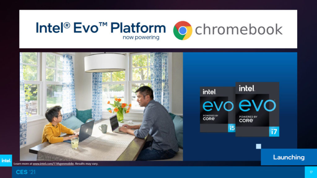 同場還公佈 Intel Evo 平台進軍 Chromebook 的好消息。