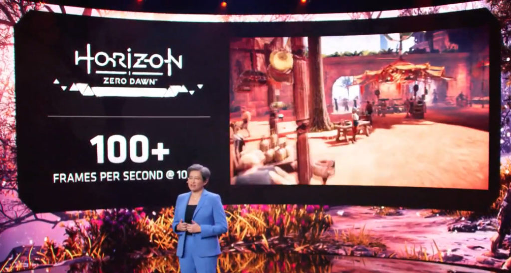 在《 Horizon Zero Dawn 》遊戲中， AMD Ryzen 5000HX 在 Ultra 畫質下可輕易實現 100fps 以上。