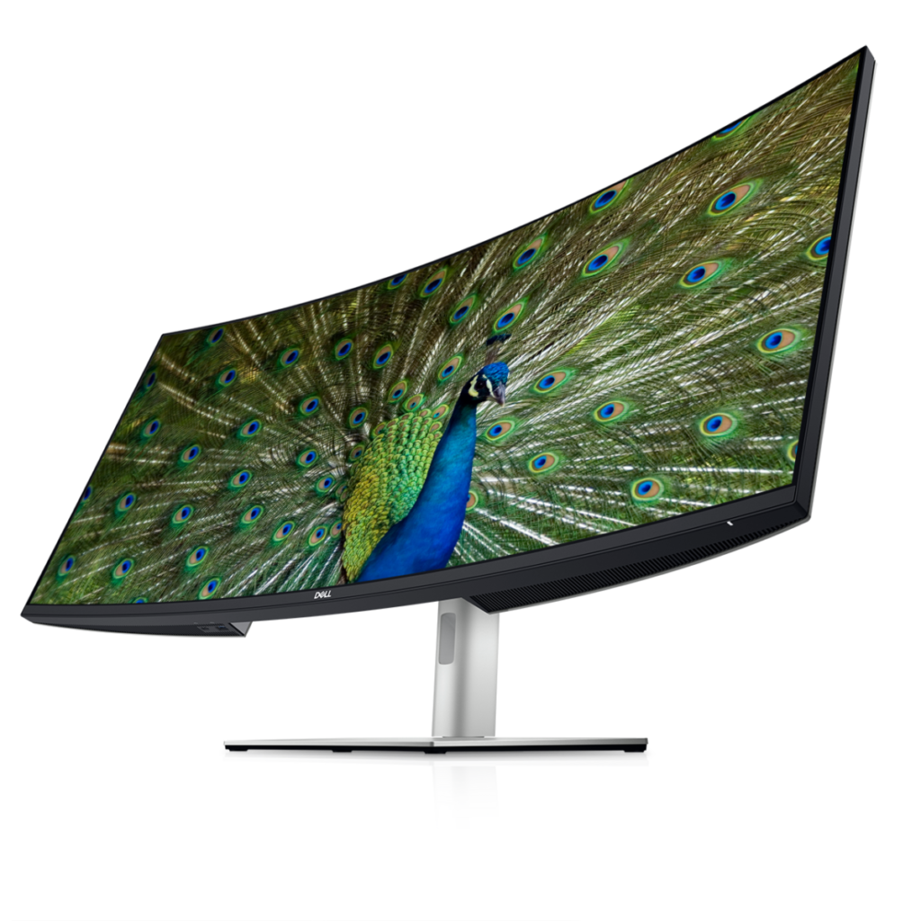 UltraSharp 40 5K2K WUHD 曲面屏幕具備 2500R 弧度、超廣闊色域、多種接口和內置減藍光功能等。