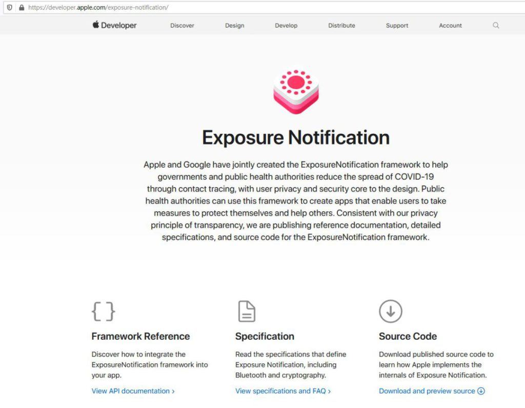 Exposure Notification由蘋果和Google主導，兩大網站均公開資訊，保持透明度以推廣防疫。