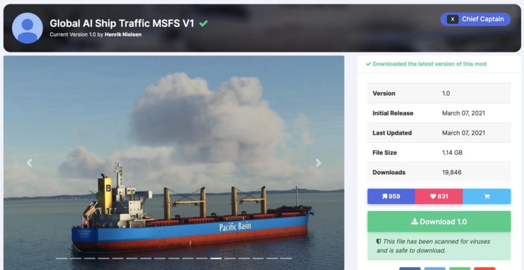 Global AI Shop Traffic MSFS Addon 為 Flight Sim 提供多樣化的船舶模型和航線資料。