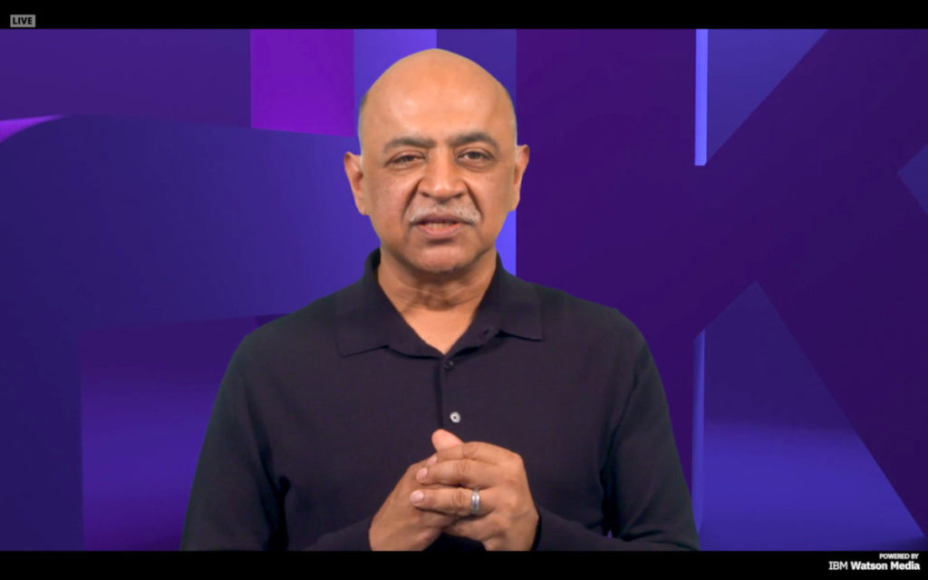 Arvind Krishna 用預錄影片發表在 IBM Think 2021 大會主題演講。
