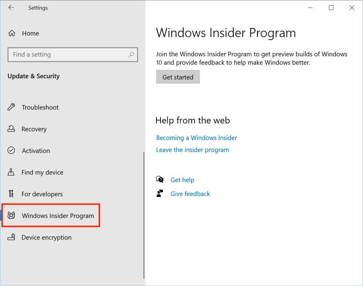 4. 開啟 Windows 10 的控制台，選擇「 Update & Security ＞ Windows Insider Program 」。如果看不到選項的話可以重新啟動電腦看看；