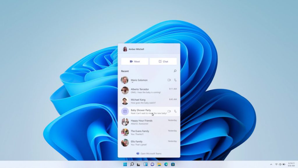 Windows 11 內置 Microsoft Teams 提供比 Skype 更方便而免費的聯繫。