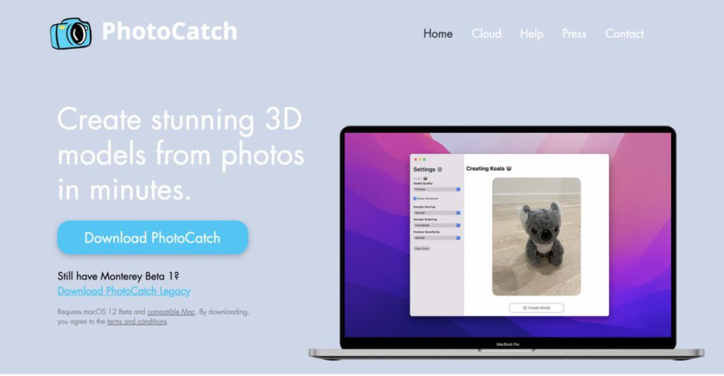 《 PhotoCatch 》是首款採用 macOS Monterey 新開放的 Object Capture API 的軟件，現正進行免費測試。